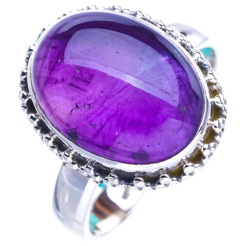 StarGems  Natural Amethyst Handmade 925 Sterling Silver Ring 9 E9234