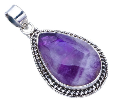 StarGems® Natural Chevron Amethyst Handmade 925 Sterling Silver Pendant 1.75