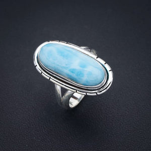 StarGems® Natural Larimar Handmade 925 Sterling Silver Ring 6.25 F1443