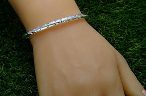 StarGems  Adjustable Blossom Handmade 999 Sterling Silver Bangle Bracelet For Women Cb0227