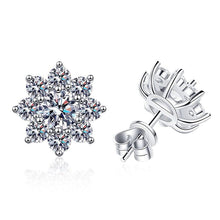 StarGems® 0.5ct Moissanite 925 Silver Platinum Plated Sunflower Stud B4670