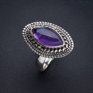 StarGems  Natural Amethyst Handmade 925 Sterling Silver Ring 6.25 E9297