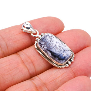 StarGems  Natural Dendritic Opal Handmade 925 Sterling Silver Pendant 1.5" F3847