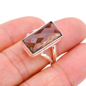 StarGems  Natural Smoky Quartz Handmade 925 Sterling Silver Ring 7.75 F1911