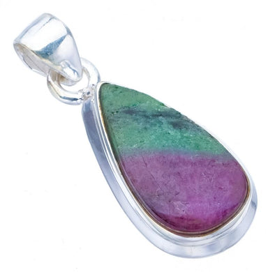 StarGems  Natural Ruby Zoisite Handmade 925 Sterling Silver Pendant 1.25