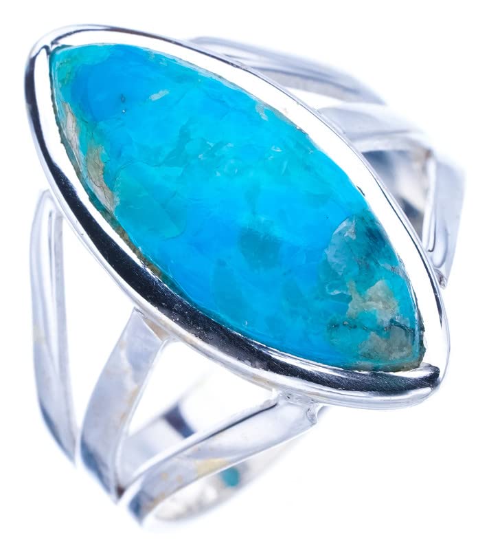 StarGems  Natural Turquoise Handmade 925 Sterling Silver Ring 7.75 F1002