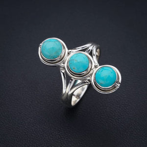 StarGems  Natural Turquoise Handmade 925 Sterling Silver Ring 7.75 F0435