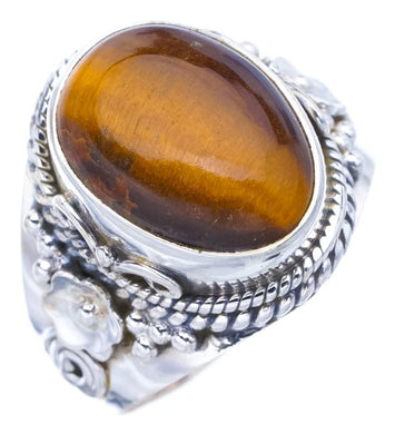 StarGems  Natural Tiger Eye Flower Handmade 925 Sterling Silver Ring 6.5 F1105