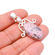 StarGems  Natural Rhodonite River PearlHandmade 925 Sterling Silver Pendant 1.75" F3599