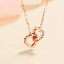 StarGems  Double Hollow-Out Heart 0.48cttw Moissanite 925 Silver Platinum Plated Necklace 40+5cm NX100