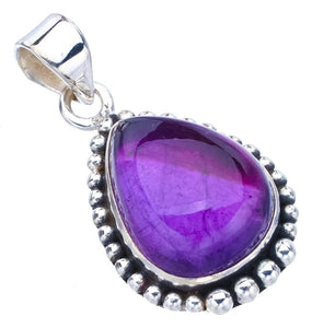 StarGems  Natural Amethyst Handmade 925 Sterling Silver Pendant 1.25" F5346