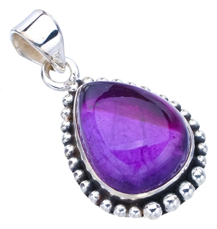 StarGems  Natural Amethyst Handmade 925 Sterling Silver Pendant 1.25