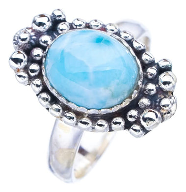 StarGems® Natural Larimar Handmade 925 Sterling Silver Ring 8 F1566