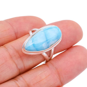 StarGems  Natural Larimar Handmade 925 Sterling Silver Ring 8 F1549