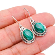 StarGems  Natural Malachite Handmade 925 Sterling Silver Earrings 1.25" F5638