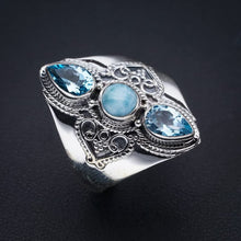 StarGems® Natural Larimar Blue Topaz Handmade 925 Sterling Silver Ring 11.75 F0687