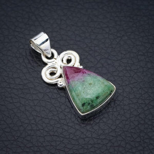 StarGems  Natural Ruby Zoisite Handmade 925 Sterling Silver Pendant 1.25" F4644