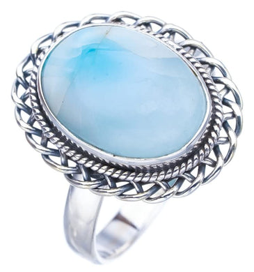 StarGems® Natural Larimar Handmade 925 Sterling Silver Ring 11.5 F3099