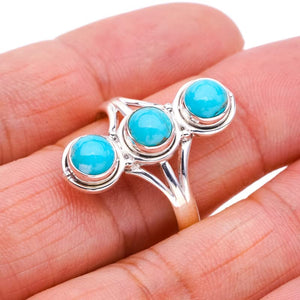 StarGems  Natural Turquoise Handmade 925 Sterling Silver Ring 10.5 F0432