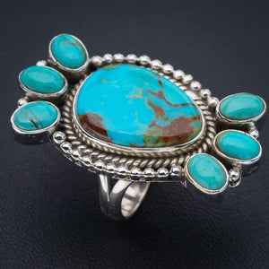 StarGems® Natural Turquoise Handmade 925 Sterling Silver Ring 7.5 F0423