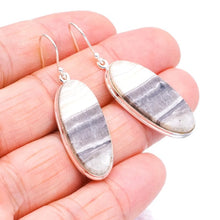 StarGems  Natural Zebra Calcite Handmade 925 Sterling Silver Earrings 1.75" F5528