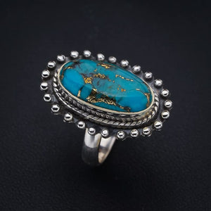 StarGems  Natural Copper Turquoise Handmade 925 Sterling Silver Ring 7 F2240