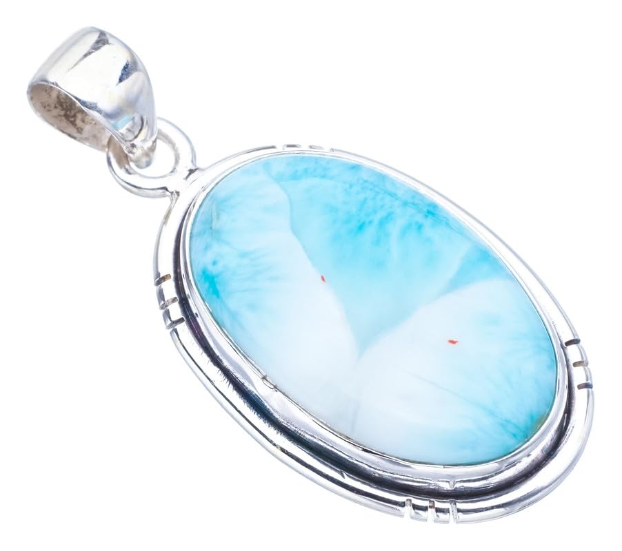 StarGems  Natural Larimar Handmade 925 Sterling Silver Pendant 1.5