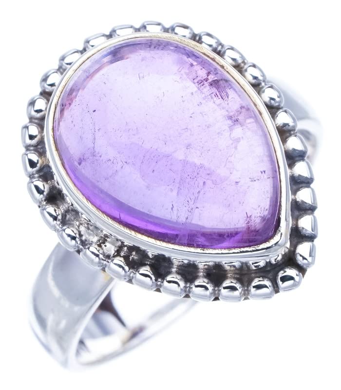 StarGems  Natural Amethyst Handmade 925 Sterling Silver Ring 6.75 F2885