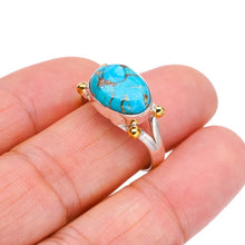 StarGems® Natural Copper Turquoise Two Tones Handmade 925 Sterling Silver Ring 9.75 F2226