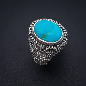 StarGems  Natural Turquoise Handmade 925 Sterling Silver Ring 7.5 F0490