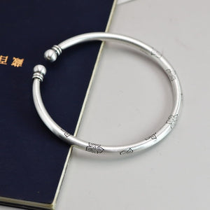 StarGems  Opening Chiseled Pear Flower Handmade 999 Sterling Silver Bangle Cuff Bracelet For Women Cb0030