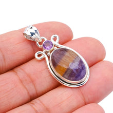 StarGems  Natural Fluorite Amethyst Handmade 925 Sterling Silver Pendant 1.5" F4585