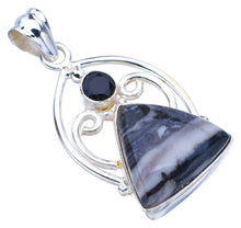 StarGems  Natural Pinolith Jasper Black OnyxHandmade 925 Sterling Silver Pendant 1.5" F4546