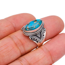 StarGems  Natural Copper Turquoise Handmade 925 Sterling Silver Ring 8 F2255