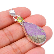 StarGems  Natural Variscite In Purpurite PeridotHandmade 925 Sterling Silver Pendant 2" F5417