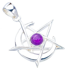 StarGems  Natural Amethyst Star And Moon Handmade 925 Sterling Silver Pendant 1.5" F5343