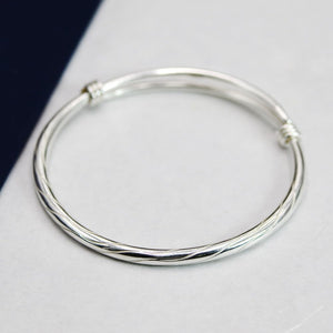 StarGems  Adjustable Waves Handmade 925 Sterling Silver Bangle Bracelet For Women Cb0290