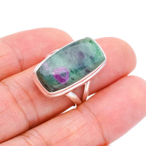 StarGems  Natural Ruby Zoisite Handmade 925 Sterling Silver Ring 7.75 F1638