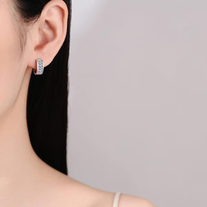 StarGems® Rectangle Emerald Cut 1.8cttw Moissanite 925 Silver Platinum Plated Cuff Earrings EX085
