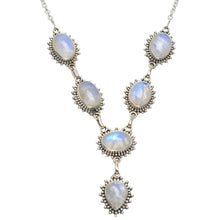 StarGems  Natural Rainbow Moonstone Handmade Unique 925 Sterling Silver Necklace 18-18.75" B4351