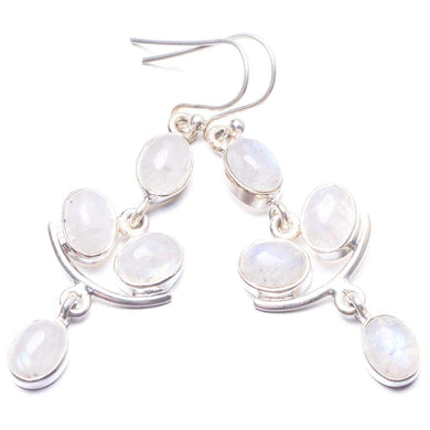 StarGems  Natural Moonstone Handmade Unique 925 Sterling Silver Earrings 2