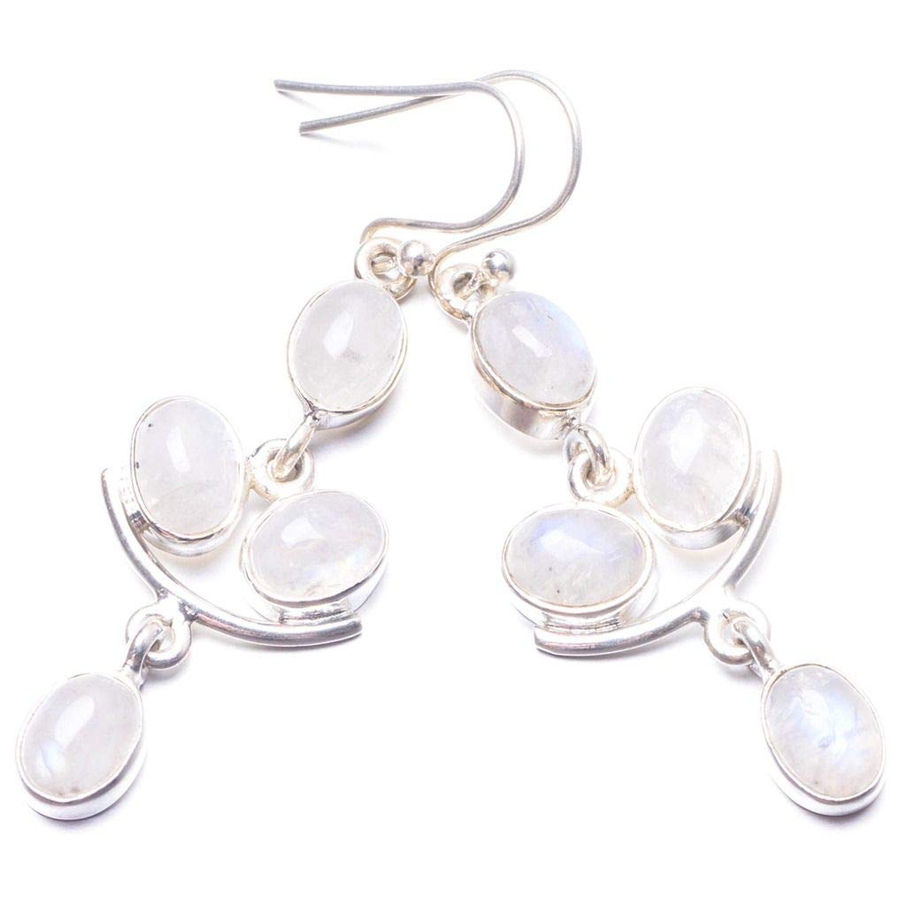 StarGems  Natural Moonstone Handmade Unique 925 Sterling Silver Earrings 2