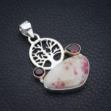 StarGems® Natural Rhodonite Garnet TreeHandmade 925 Sterling Silver Pendant 1.75" F4398