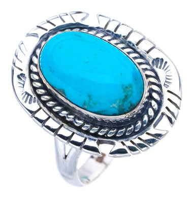 StarGems  Natural Turquoise Pigeon Wings Handmade 925 Sterling Silver Ring 11 F0430