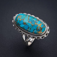 StarGems  Natural Copper Turquoise Handmade 925 Sterling Silver Ring 6.75 E9382