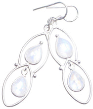 StarGems  Natural Rainbow Moonstone Handmade Unique 925 Sterling Silver Earrings 2.25" X4304