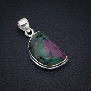 StarGems  Natural Ruby Zoisite Handmade 925 Sterling Silver Pendant 1.5" F4662