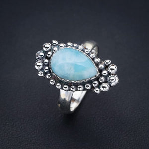 StarGems® Natural Larimar Handmade 925 Sterling Silver Ring 7 F1587