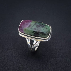 StarGems® Natural Ruby Zoisite Handmade 925 Sterling Silver Ring 7.25 F1629