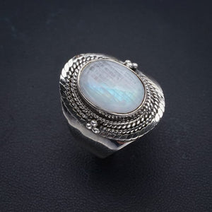 StarGems® Natural Moonstone Handmade 925 Sterling Silver Ring 9 F0791